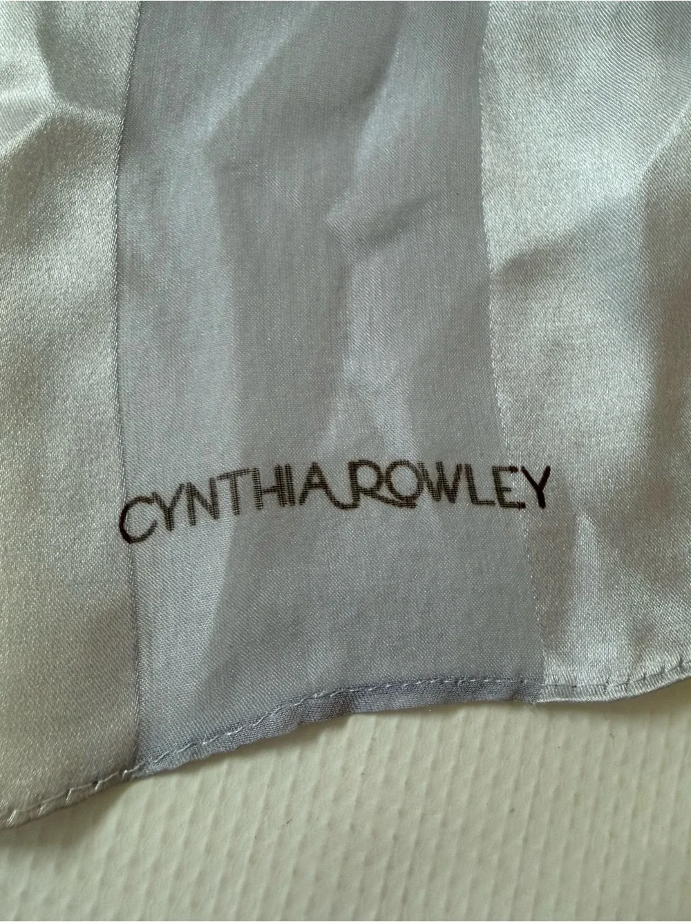 Cynthia Rowley Light Blue Floral Striped Silk Scarf